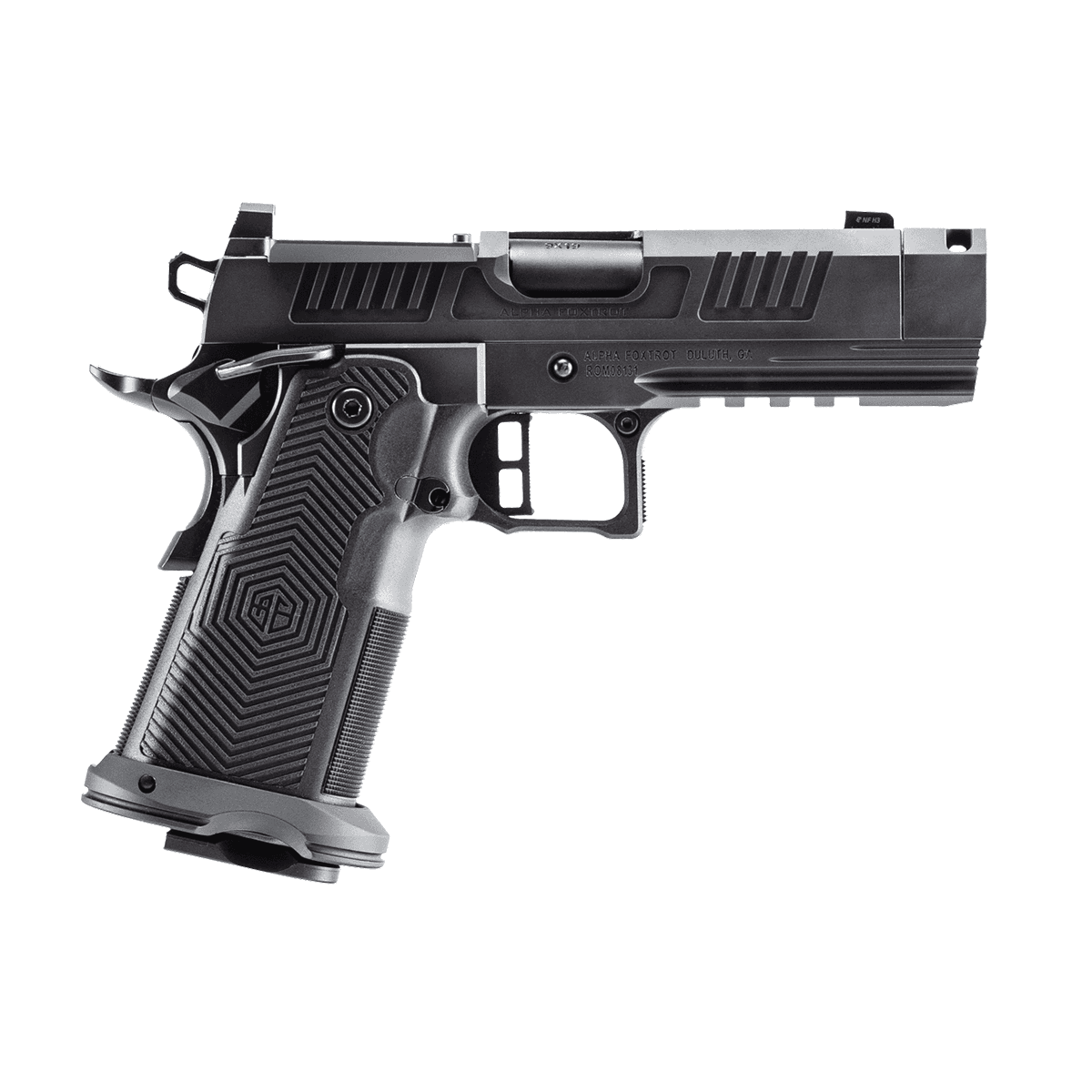 Alpha Foxtrot AA39X1QIG-XDBK19 AF1911 Romulus Compact Frame 9mm Luger 20+1 3.50" Black DLC Threaded Compensated Barrel Alpha Foxtrot AA39X1QIG-XDBK19 AF1911 Romulus Compact Frame 9mm Luger 20+1 3.50" Black DLC Threaded Compensated Barrel