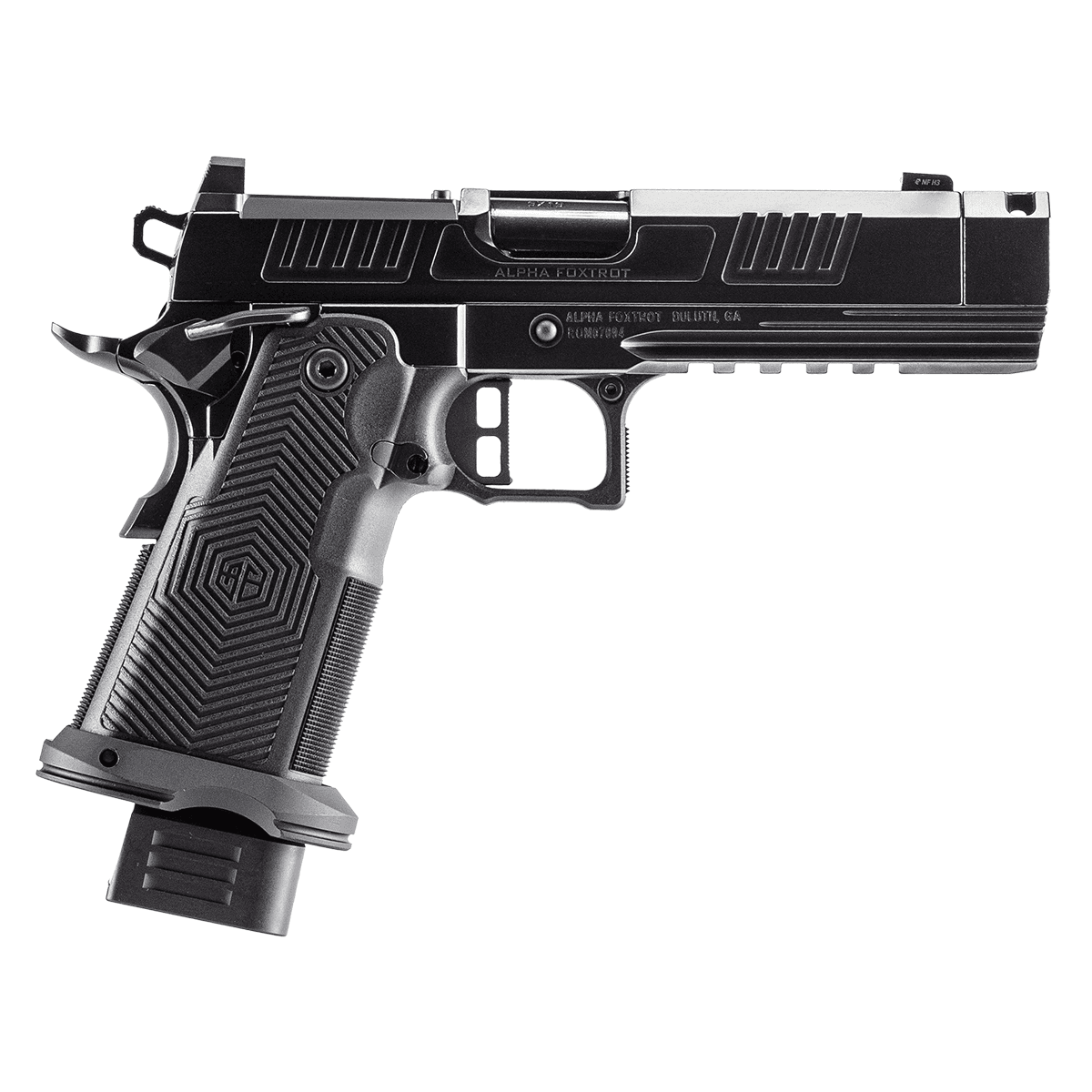 Alpha Foxtrot AA39X1CIF-PDBK19 AF1911 Romulus 9mm Luger 20+1 4.25" Black Pressed Compensator Barrel, Polished Alpha Foxtrot AA39X1CIF-PDBK19 AF1911 Romulus 9mm Luger 20+1 4.25" Black Pressed Compensator Barrel, Polished