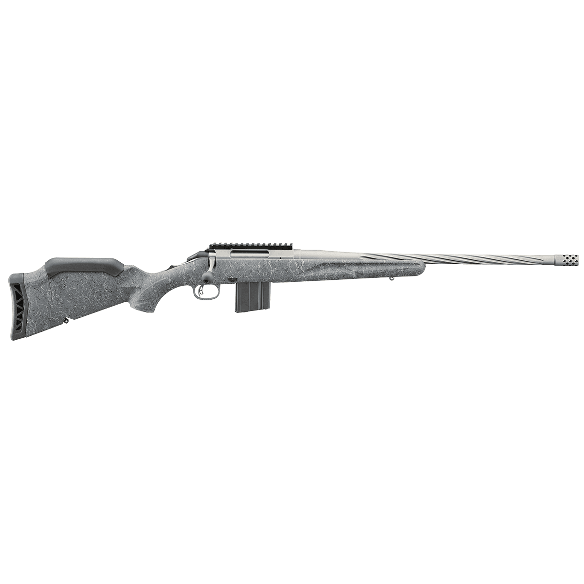 Ruger 46906 American II Full Size 350 Legend 5+1 20" Cobalt Cerakote Spiral Fluted Threaded Barrel & Alloy Steel, Gray Splatter Ruger 46906 American II Full Size 350 Legend 5+1 20" Cobalt Cerakote Spiral Fluted Threaded Barrel & Alloy Steel, Gray Splatter
