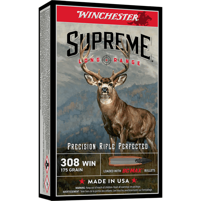 Winchester Ammo S308BC Supreme Long Range 308Win 175gr BC Max 20 Per Box/10 Case Winchester Ammo S308BC Supreme Long Range 308Win 175gr BC Max 20 Per Box/10 Case