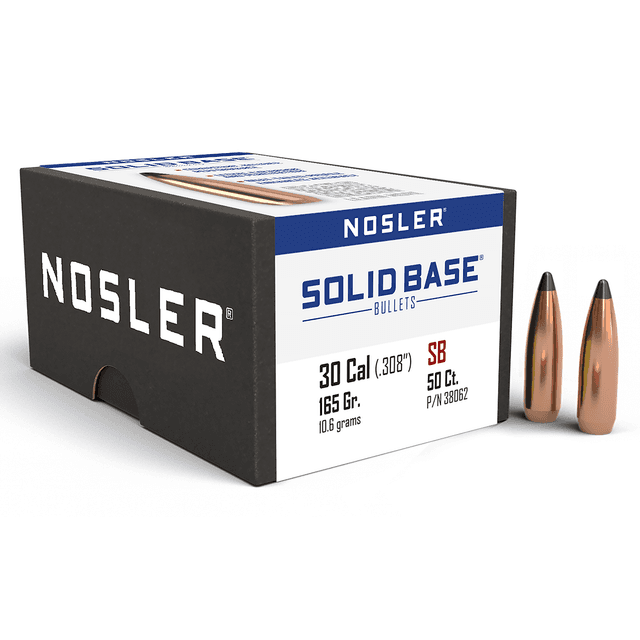 Nosler 38062 Solid Base 30Cal 165gr Soft Point 50 Count Nosler 38062 Solid Base 30Cal 165gr Soft Point 50 Count