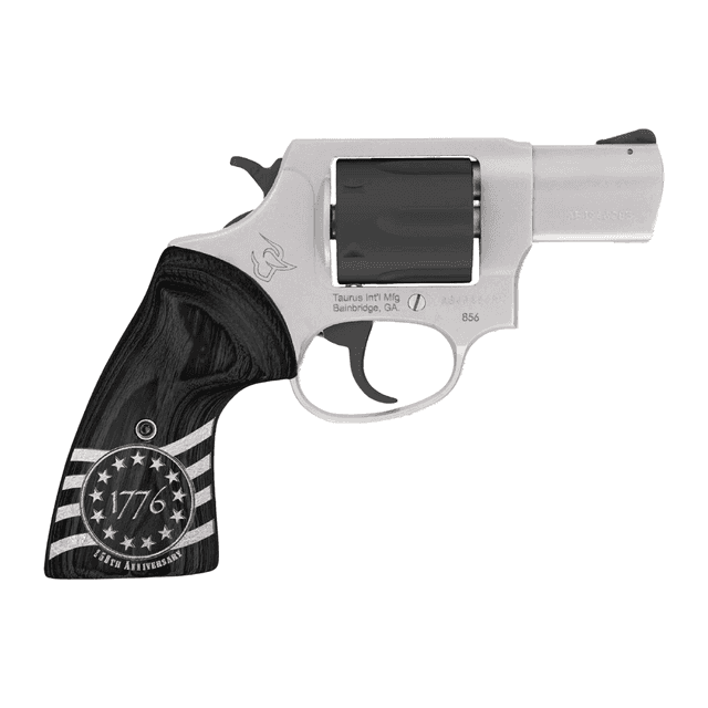 Taurus 2-85635-US3 856 1776 Small 38 Special +P 6 Shot 3" Stainless Steel Barrel, Black Stainless Steel Cylinder Taurus 2-85635-US3 856 1776 Small 38 Special +P 6 Shot 3" Stainless Steel Barrel, Black Stainless Steel Cylinder