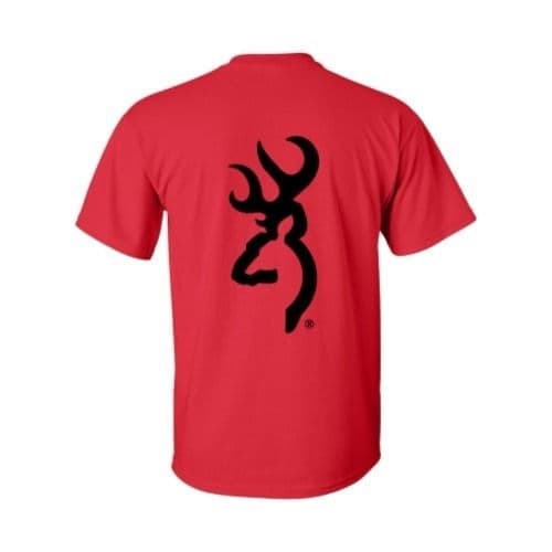 Browning Men's Black Distressed Buckmark on Red Long Sleeve T-Shirt Browning Men's Black Distressed Buckmark on Red Long Sleeve T-Shirt