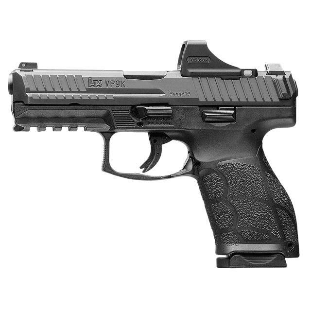 HK 81001162 VP9A1 K w/Optic *CA Compliant Compact 9mm Luger 10+1 4.09" Black Steel Serrated w/Optic Slide HK 81001162 VP9A1 K w/Optic *CA Compliant Compact 9mm Luger 10+1 4.09" Black Steel Serrated w/Optic Slide