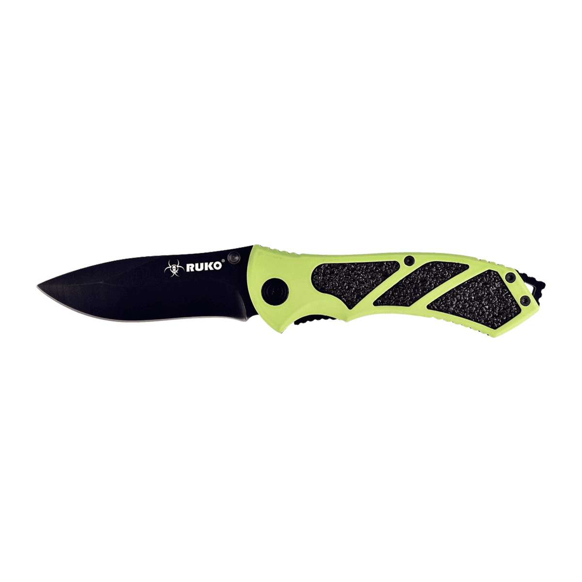 Ruko Knives RUK0061HG-CS 61 Series 3.25" Folding Clip Point Plain 440A Stainless Steel Blade, HiViz Green/Black Aluminum Ruko Knives RUK0061HG-CS 61 Series 3.25" Folding Clip Point Plain 440A Stainless Steel Blade, HiViz Green/Black Aluminum