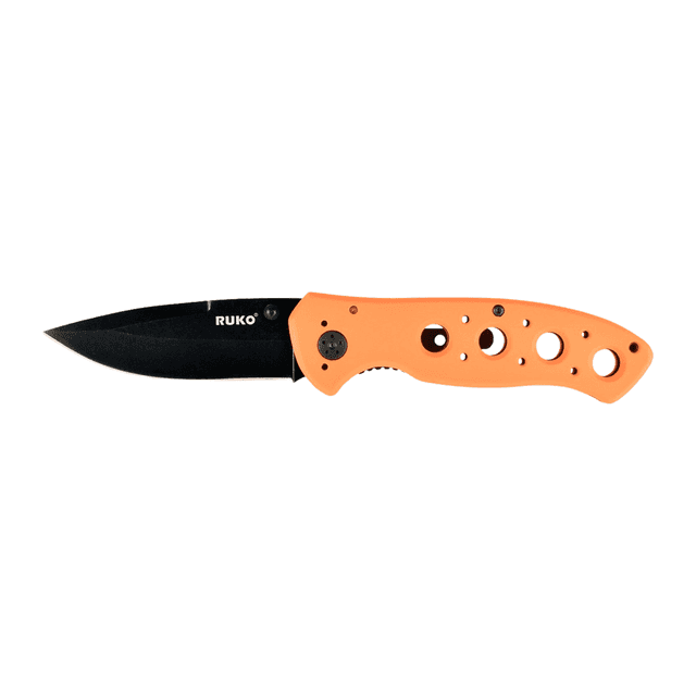 Ruko Knives RUK0075BZ 75 Series 3.25" Folding Clip Point Plain Black Oxide 440A Stainless Steel Blade, 4.75" Vented Blaze Orange Ruko Knives RUK0075BZ 75 Series 3.25" Folding Clip Point Plain Black Oxide 440A Stainless Steel Blade, 4.75" Vented Blaze Orange