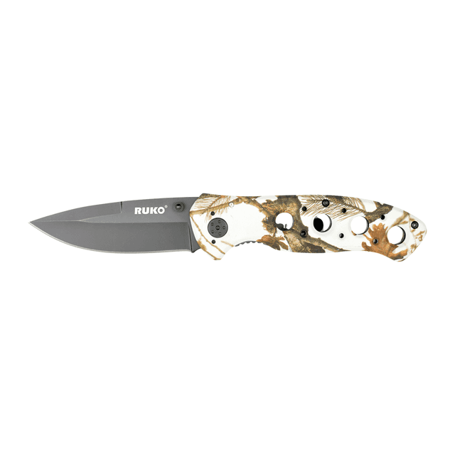Ruko Knives RUK0075TND 75 Series 3.25" Folding Plain Black Oxide 440A Stainless Steel Blade, Woodland Tundra Ruko Knives RUK0075TND 75 Series 3.25" Folding Plain Black Oxide 440A Stainless Steel Blade, Woodland Tundra