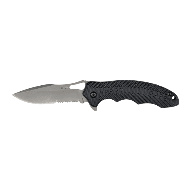 Ruko Knives RUK0173S Socius 3.75" Folding Part Serrated TiNi 7Cr17MoV SS Blade, Black Textured G10 Handle Ruko Knives RUK0173S Socius 3.75" Folding Part Serrated TiNi 7Cr17MoV SS Blade, Black Textured G10 Handle