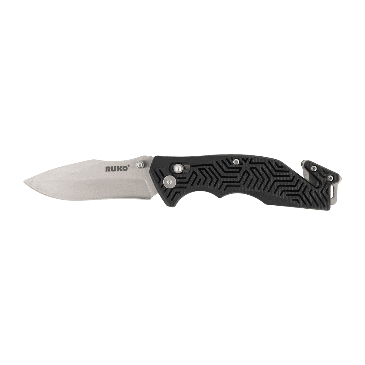 Ruko Knives RUK0188BK-CS Rescue 3.50" Folding 420A Steel Blade, GFN/SS Handle, Clamshell Pkg Ruko Knives RUK0188BK-CS Rescue 3.50" Folding 420A Steel Blade, GFN/SS Handle, Clamshell Pkg
