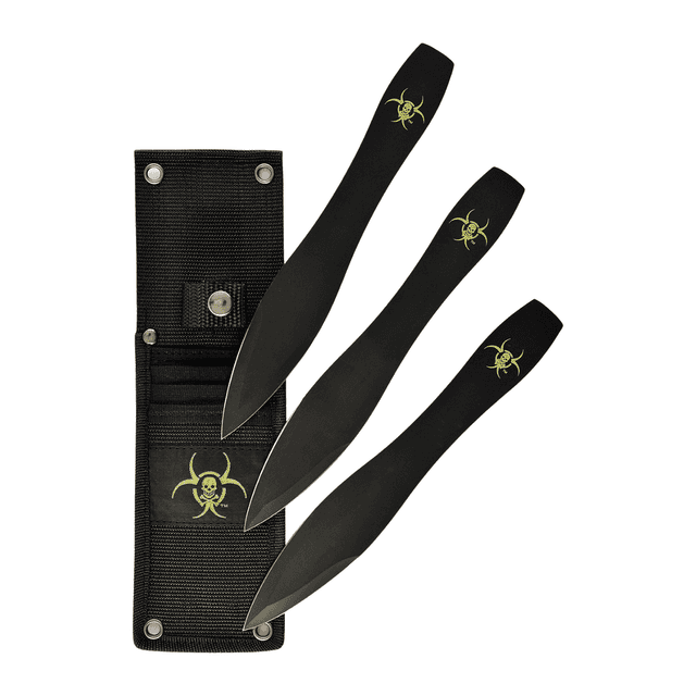 Ruko Knives TK06A3B-CS Throwing Knives Three Fixed 9" Spear Point Plain Double Edge Black 420 Stainless Steel Blades, Clamshell Pkg Ruko Knives TK06A3B-CS Throwing Knives Three Fixed 9" Spear Point Plain Double Edge Black 420 Stainless Steel Blades, Clamshell Pkg