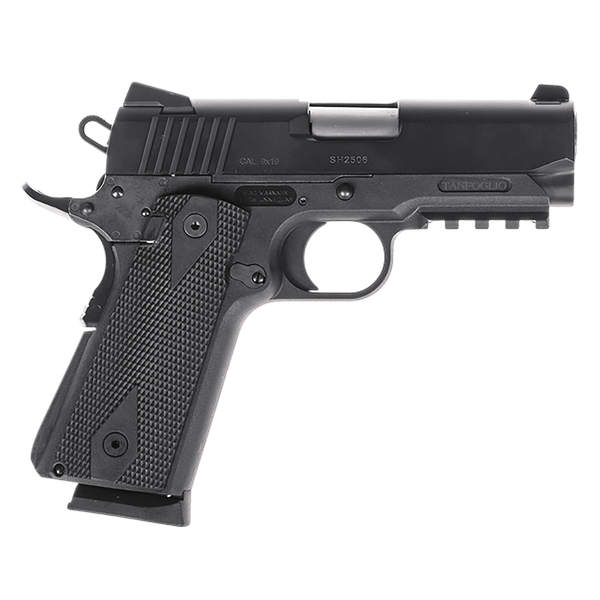 Tanfoglio TFPUGIO9 Pugio Compact 9mm Luger 10+1 3.54" Stainless Bull Barrel, Black Steel Serrated Slide Tanfoglio TFPUGIO9 Pugio Compact 9mm Luger 10+1 3.54" Stainless Bull Barrel, Black Steel Serrated Slide