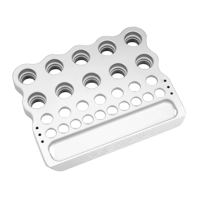 Area 419 419-DIEBLOCK-78 Die Storage Block Aluminum Capacity 10 Spots Area 419 419-DIEBLOCK-78 Die Storage Block Aluminum Capacity 10 Spots