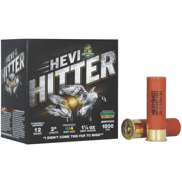 HEVI-Shot HS28044 HEVI-Hitter 12 Gauge 3" 1 1/4oz 4 Shot 25 Per Box HEVI-Shot HS28044 HEVI-Hitter 12 Gauge 3" 1 1/4oz 4 Shot 25 Per Box