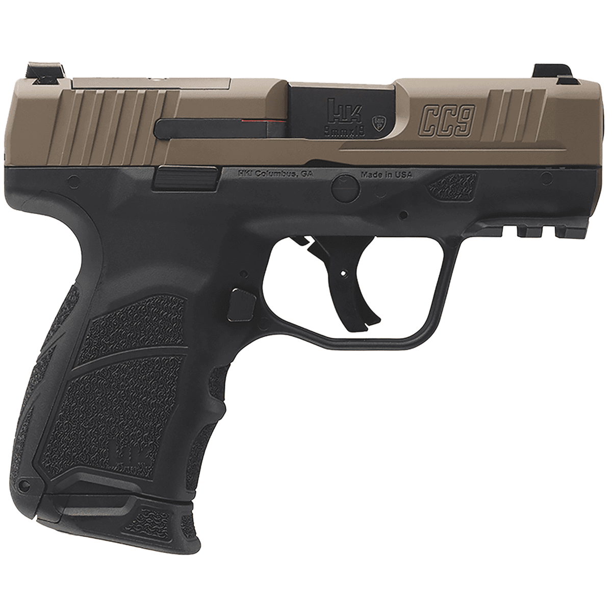 HK 81001192 CC9 Micro Compact 9mm Luger 12+1 3.32" Black Polygonal Rifled Barrel, Flat Dark Earth Cerakote Optic Ready HK 81001192 CC9 Micro Compact 9mm Luger 12+1 3.32" Black Polygonal Rifled Barrel, Flat Dark Earth Cerakote Optic Ready
