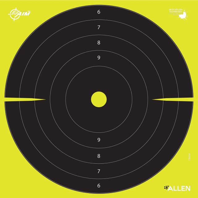 Allen 15214-30 EZ Aim Splash Bullseye Hanging Paper Black/Chartreuse 30Pack Allen 15214-30 EZ Aim Splash Bullseye Hanging Paper Black/Chartreuse 30Pack