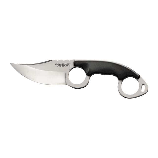 Cold Steel CS39FNZ Double Agent II 3" Fixed Clip Point Plain Satin AUS8A SS Blade, 4.63" Black Griv-Ex Handle Cold Steel CS39FNZ Double Agent II 3" Fixed Clip Point Plain Satin AUS8A SS Blade, 4.63" Black Griv-Ex Handle