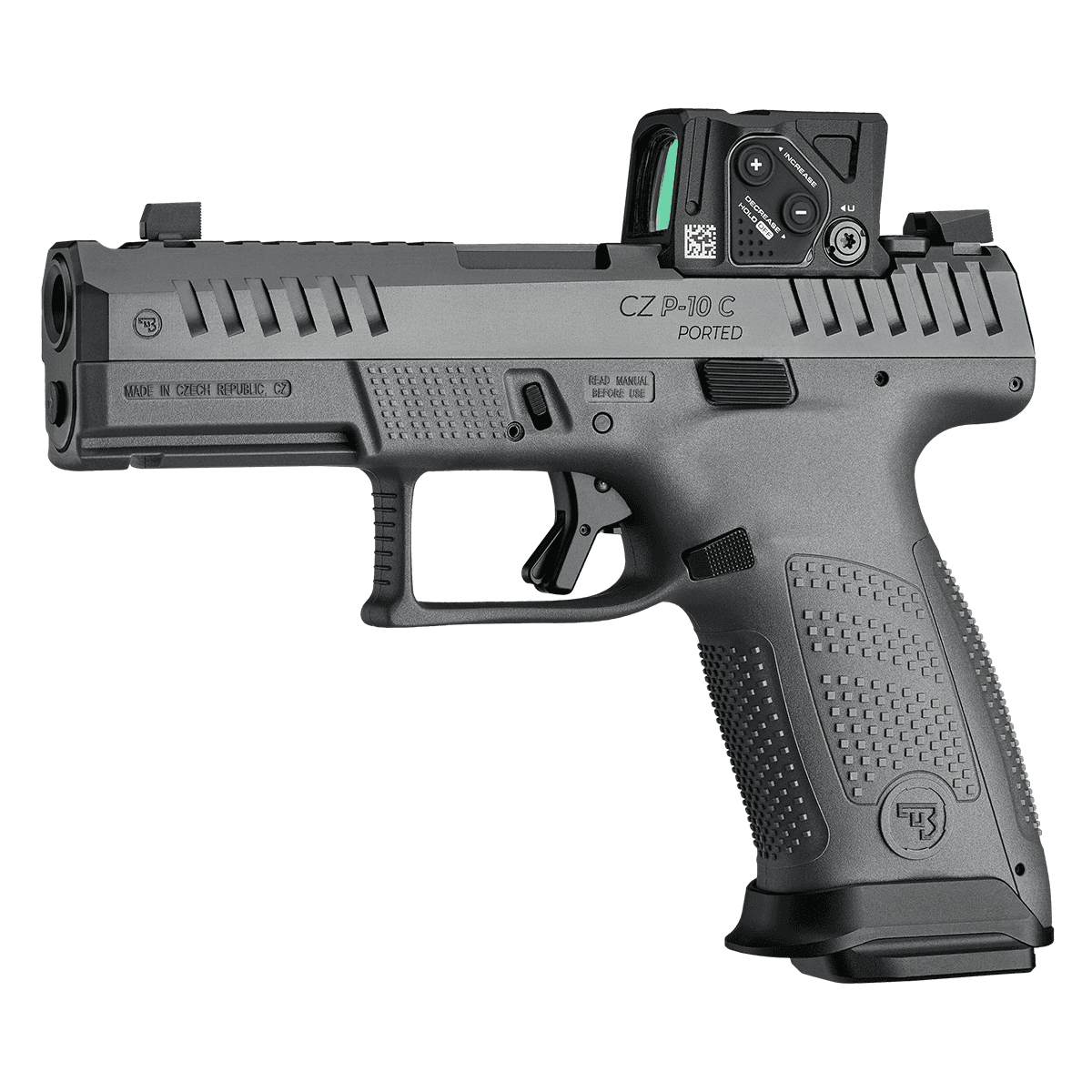 CZ-USA 01582 P-10 C w/Optic Compact Frame 9mm Luger 10+1 4" Black Nitride Integral Compensator Barrel CZ-USA 01582 P-10 C w/Optic Compact Frame 9mm Luger 10+1 4" Black Nitride Integral Compensator Barrel