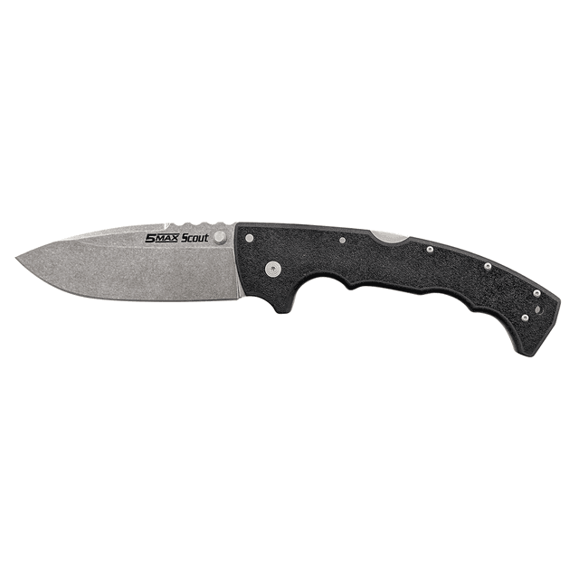 Cold Steel CSFL50MXST 5-Max Scout 5" Folding Drop Point Plain Stonewashed S35VN SS Blade, 7.13" Black G10 Handle Cold Steel CSFL50MXST 5-Max Scout 5" Folding Drop Point Plain Stonewashed S35VN SS Blade, 7.13" Black G10 Handle
