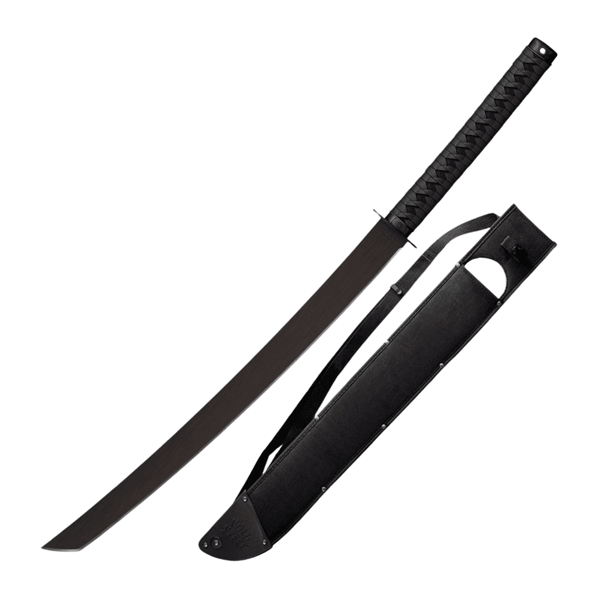 Cold Steel CS97TKMS Tactical Katana 24" Fixed Tanto Machete Plain Black Matte Baked-On Anti Rust 1055 Carbon Steel Blade Cold Steel CS97TKMS Tactical Katana 24" Fixed Tanto Machete Plain Black Matte Baked-On Anti Rust 1055 Carbon Steel Blade