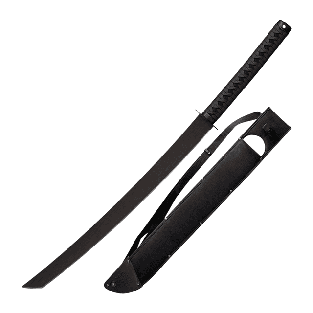 Cold Steel CS97TKMS Tactical Katana 24" Fixed Tanto Machete Plain Black Matte Baked-On Anti Rust 1055 Carbon Steel Blade Cold Steel CS97TKMS Tactical Katana 24" Fixed Tanto Machete Plain Black Matte Baked-On Anti Rust 1055 Carbon Steel Blade