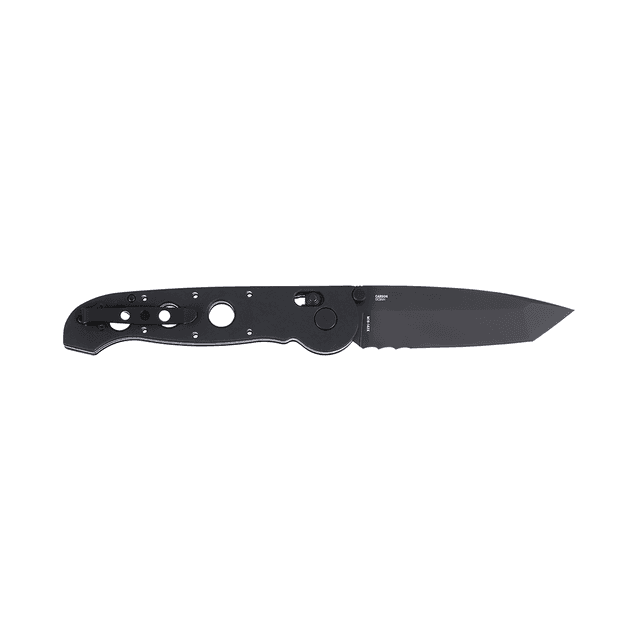 CRKT M1614XK M16 14XK 3.97" Folding Tanto Part Serrated Black TiNi D2 Steel Blade, Black Grivory Handle CRKT M1614XK M16 14XK 3.97" Folding Tanto Part Serrated Black TiNi D2 Steel Blade, Black Grivory Handle