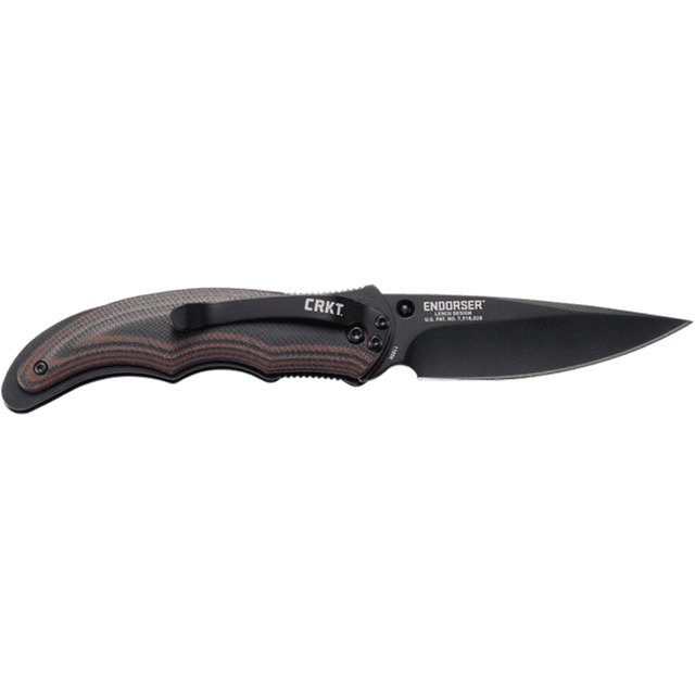 CRKT 1105KC Endorser EDC 3.18" Folding Drop Point Plain Black Oxide 8Cr14MoV SS Blade, Black/Brown G10 Handle CRKT 1105KC Endorser EDC 3.18" Folding Drop Point Plain Black Oxide 8Cr14MoV SS Blade, Black/Brown G10 Handle