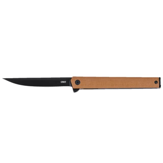 CRKT 7097DKC CEO Flipper 3.35" Folding Plain Black EDP AUS8A SS Blade, Desert Tan GRN Handle CRKT 7097DKC CEO Flipper 3.35" Folding Plain Black EDP AUS8A SS Blade, Desert Tan GRN Handle