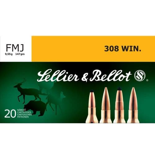 SELLIER & BELLOT 308 Win. 147 Grain FMJ Ammo, 20 Round Box - SB308A SELLIER & BELLOT 308 Win. 147 Grain FMJ Ammo, 20 Round Box - SB308A