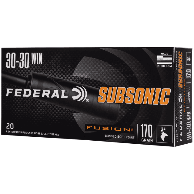 Federal F3030FS2SUB Subsonic 30-30 Win 170gr Fusion Soft Point 20 Per Box Federal F3030FS2SUB Subsonic 30-30 Win 170gr Fusion Soft Point 20 Per Box