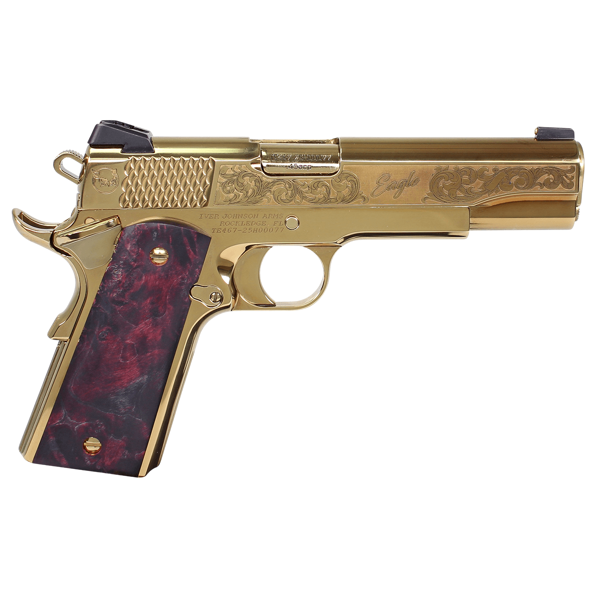 Iver Johnson Arms NOBLEEAGLEEX Eagle Gen2 Nobel EX 45 ACP 8+1 5" Polished Gold PVD Crowned Barrel Iver Johnson Arms NOBLEEAGLEEX Eagle Gen2 Nobel EX 45 ACP 8+1 5" Polished Gold PVD Crowned Barrel