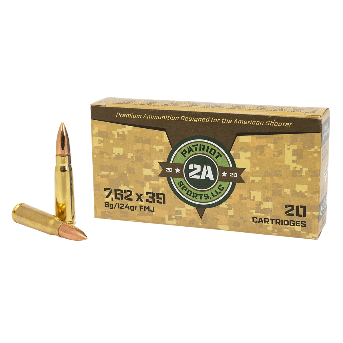 Patriot Sports LLC P762124F 7.62x39mm 124 gr Full Metal Jacket 20 Per Box Patriot Sports LLC P762124F 7.62x39mm 124 gr Full Metal Jacket 20 Per Box