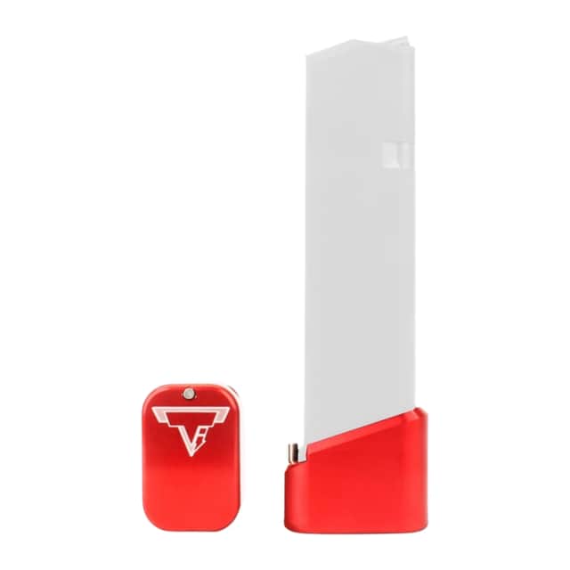 Taran Tactical GBP940-03 Firepower Base Pad Fits Glock 9/40 Red Aluminum Taran Tactical GBP940-03 Firepower Base Pad Fits Glock 9/40 Red Aluminum