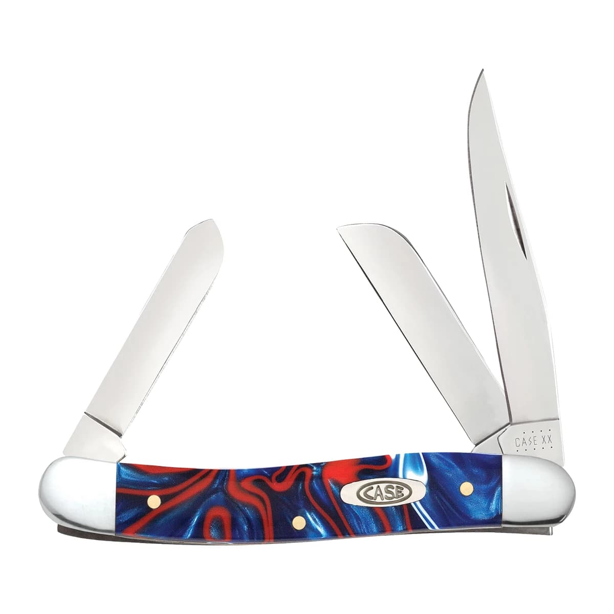 Case 11201 Patriotic Stockman Medium Folding Clip Point/Sheepsfoot/Spey Plain Mirror Polished Tru-Sharp SS Blades Case 11201 Patriotic Stockman Medium Folding Clip Point/Sheepsfoot/Spey Plain Mirror Polished Tru-Sharp SS Blades