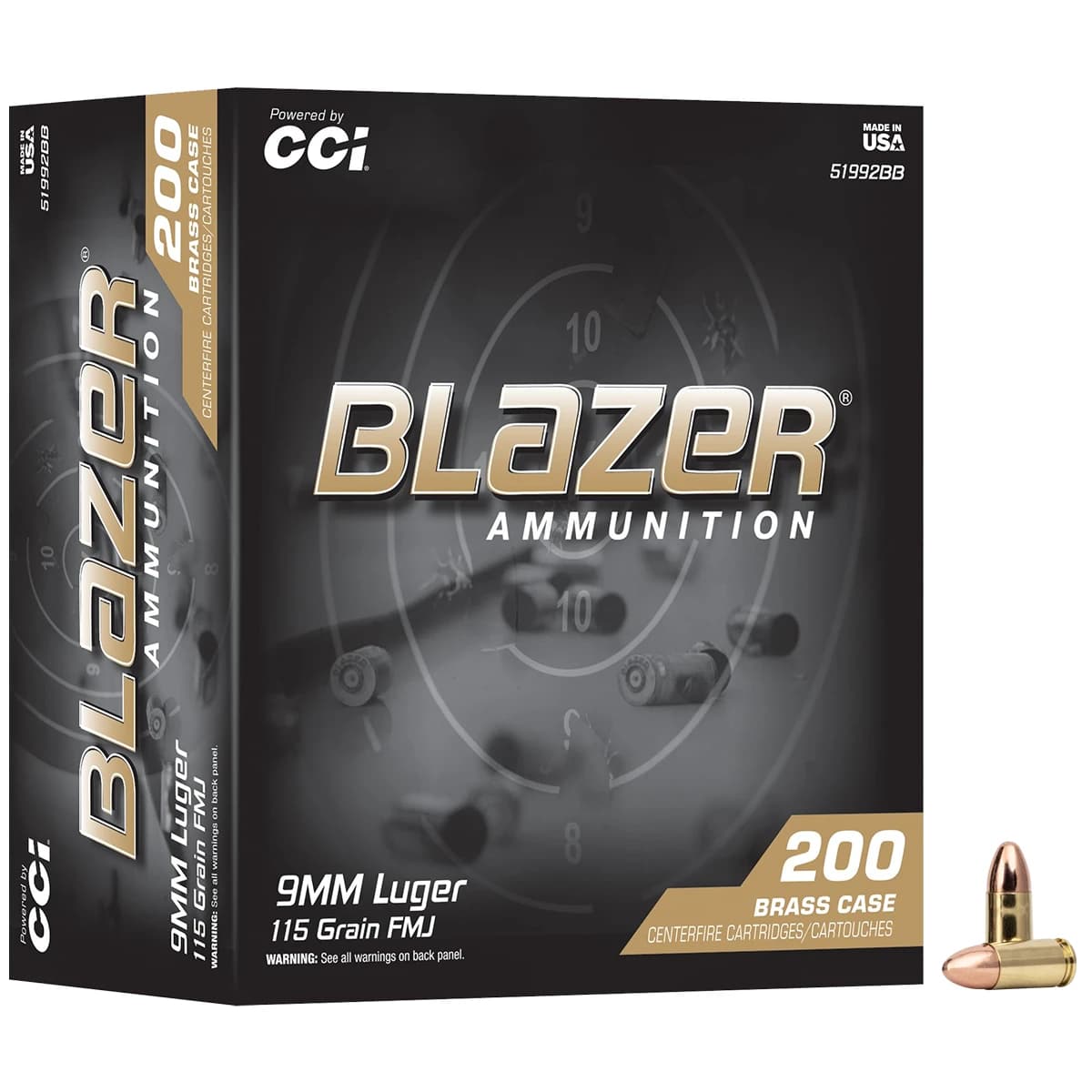 CCI 51992BB Blazer 9mmLuger 115gr Full Metal Jacket 200 Per Box CCI 51992BB Blazer 9mmLuger 115gr Full Metal Jacket 200 Per Box