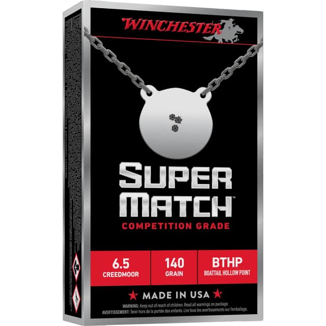 Winchester Ammo SM65CM Super Match 6.5Creedmoor 140gr Boat Tail Hollow Point 20 Per Box Winchester Ammo SM65CM Super Match 6.5Creedmoor 140gr Boat Tail Hollow Point 20 Per Box