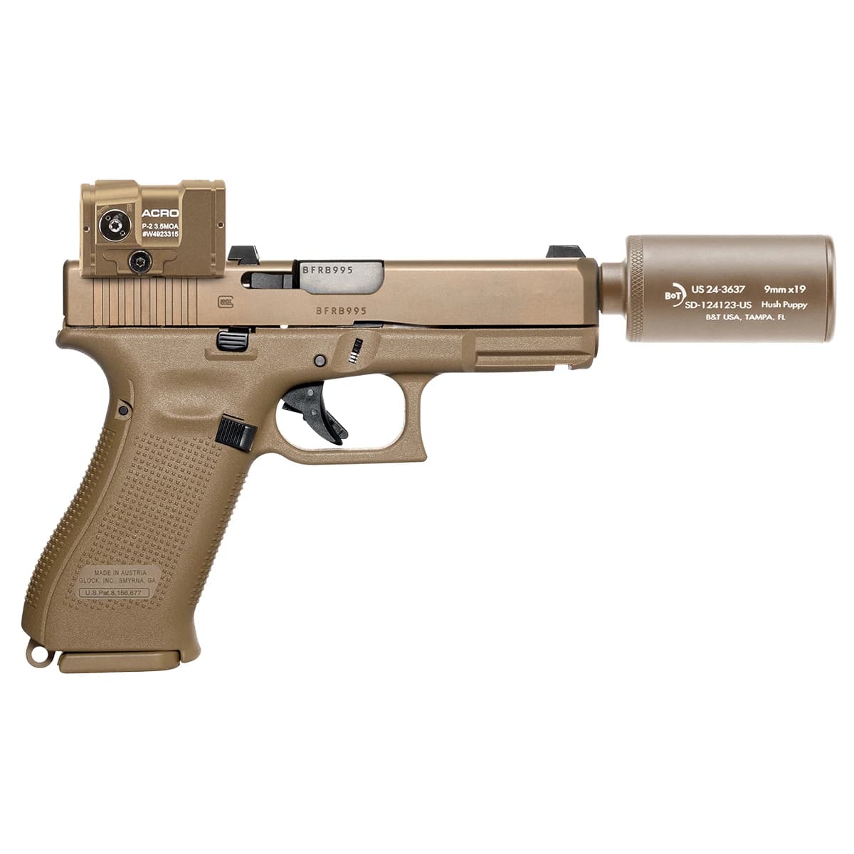 B&T Firearms HUSHPUPPYKITCTCSTM Hush Puppy Kit 9mm Luger 15+1 4" Stainless Threaded Barrel B&T Firearms HUSHPUPPYKITCTCSTM Hush Puppy Kit 9mm Luger 15+1 4" Stainless Threaded Barrel