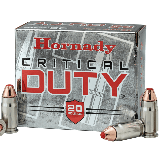 Hornady Critical Duty 9mm Luger +P Ammunition 25 Rounds 124 Grain FlexLock Polymer Tip Flat Base Projectile Hornady Critical Duty 9mm Luger +P Ammunition 25 Rounds 124 Grain FlexLock Polymer Tip Flat Base Projectile