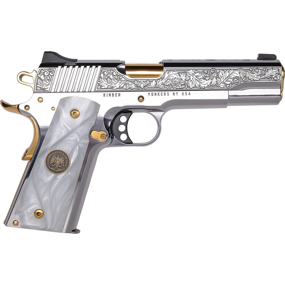 CNC Firearms CNCPATRIA Kimber 1911 Patria 38 Super 9+1 Gold Plated PVD Polished Stainless Steel Engraved CNC Firearms CNCPATRIA Kimber 1911 Patria 38 Super 9+1 Gold Plated PVD Polished Stainless Steel Engraved