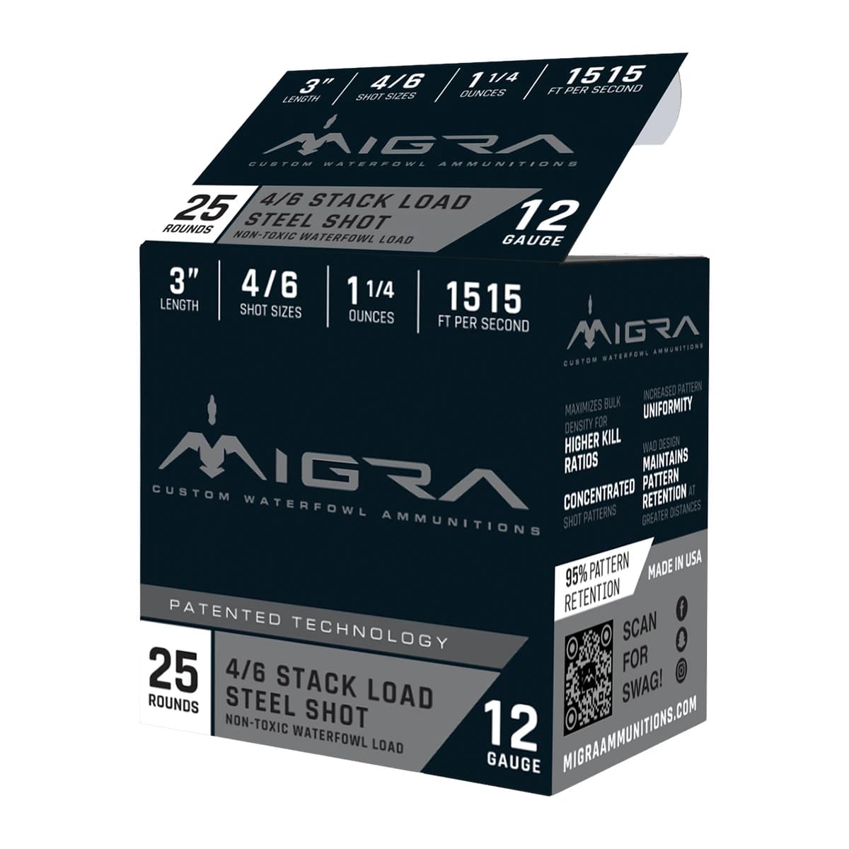 Migra Ammunitions M12AS46 12Gauge 3" 1 1/4 oz 4/6 Shot 25 Per Box Migra Ammunitions M12AS46 12Gauge 3" 1 1/4 oz 4/6 Shot 25 Per Box