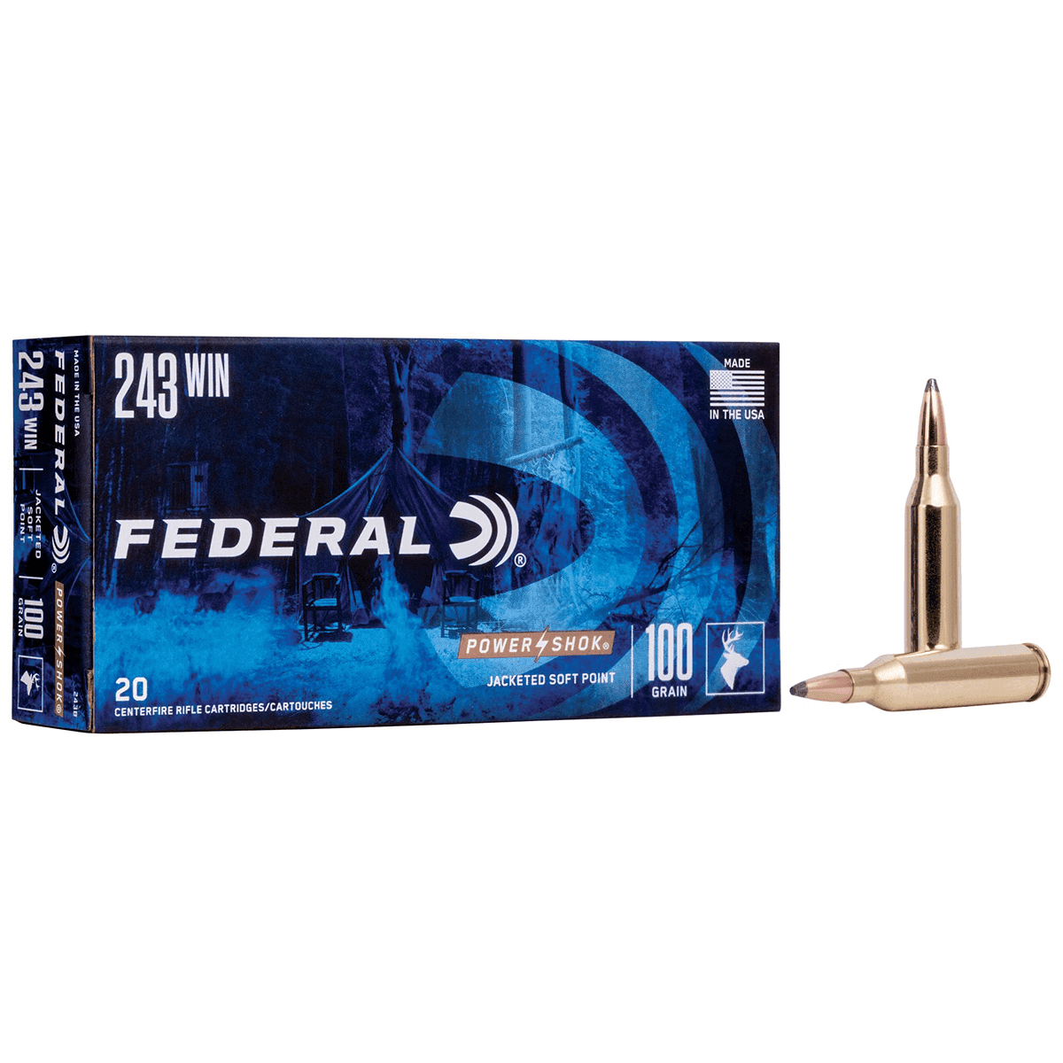 Federal 243AS Power-Shok 243 Win 80 gr Jacketed Soft Point 20 Per Box Federal 243AS Power-Shok 243 Win 80 gr Jacketed Soft Point 20 Per Box