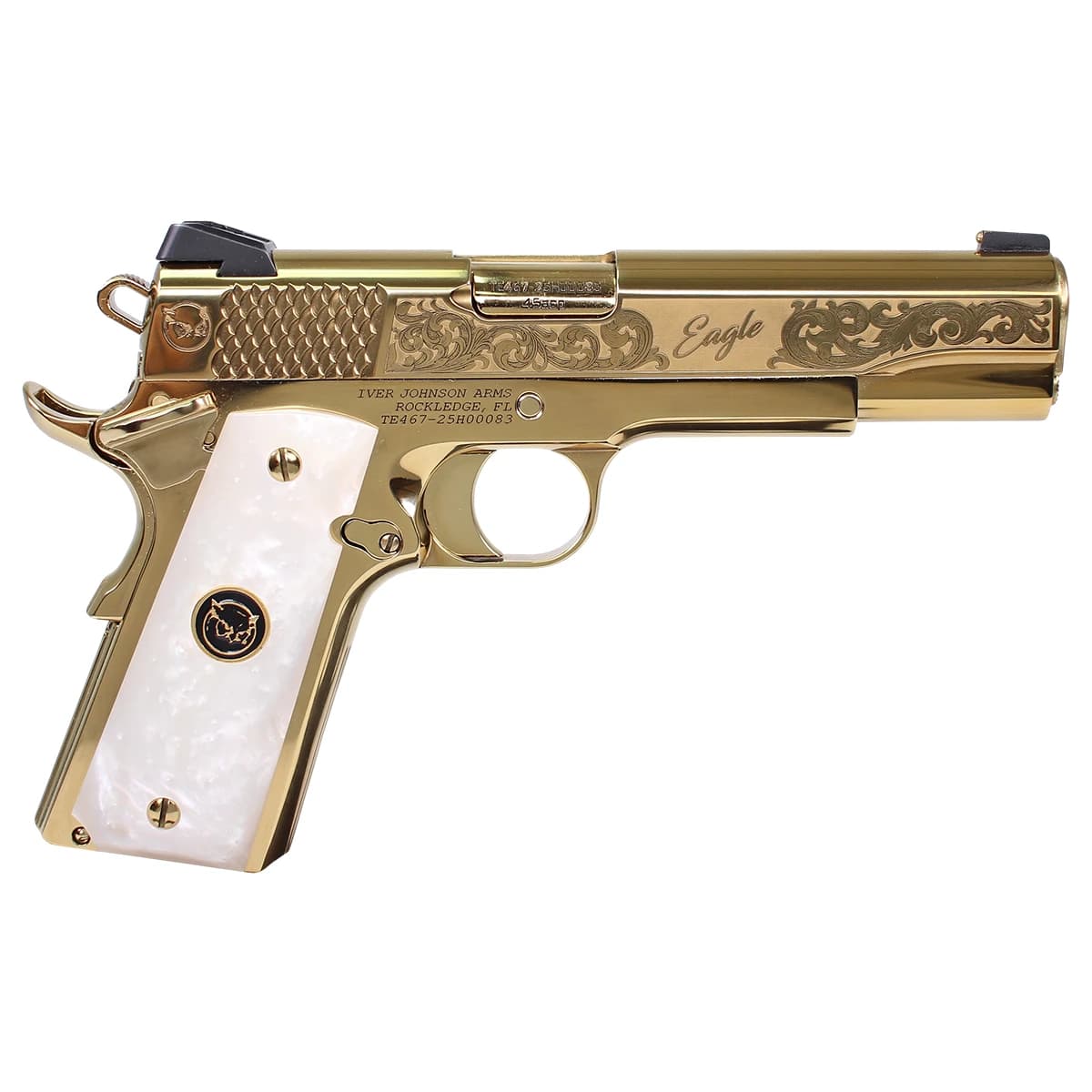 Iver Johnson Arms NOBLEEAGLEWP Eagle Gen2 Nobel WP 45 ACP 8+1 5" Polished Gold PVD Crowned Iver Johnson Arms NOBLEEAGLEWP Eagle Gen2 Nobel WP 45 ACP 8+1 5" Polished Gold PVD Crowned