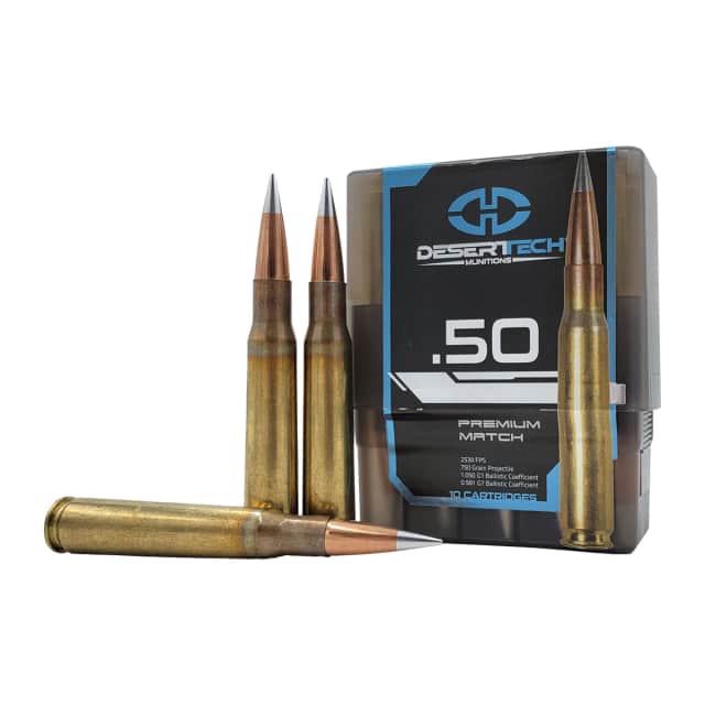 Desert Tech DTM500750BX Premium Match 50 BMG 750gr Boat Tail Hollow Point 10 Per Box Desert Tech DTM500750BX Premium Match 50 BMG 750gr Boat Tail Hollow Point 10 Per Box