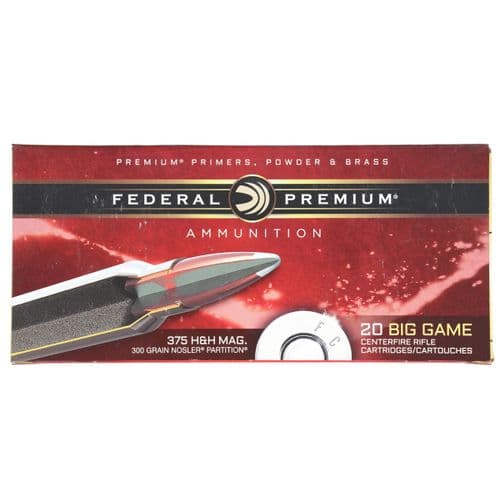 P375F: Federal Premium 375 H&H Magnum Big Game 300grain Nosler Partition Ammunition P375F: Federal Premium 375 H&H Magnum Big Game 300grain Nosler Partition Ammunition