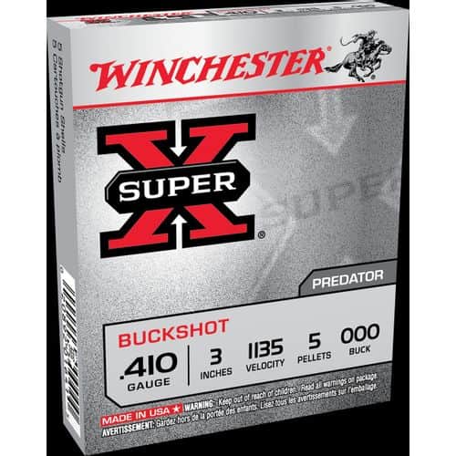 Winchester Ammo Super X 410 Gauge 3" 5 Pellets 000 Buck Shot - XB413 Winchester Ammo Super X 410 Gauge 3" 5 Pellets 000 Buck Shot - XB413