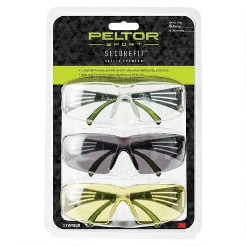 Peltor Sport SecureFit Eye Protection Gray, Amber, and Clear Peltor Sport SecureFit Eye Protection Gray, Amber, and Clear