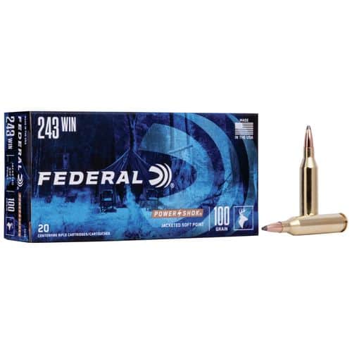 Federal Power-Shok Ammunition 243 Winchester 100 Grain Soft Point Federal Power-Shok Ammunition 243 Winchester 100 Grain Soft Point