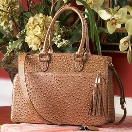 Concealed Carrie Ostrich Print Leather Computer Carry All Concealed Carrie Ostrich Print Leather Computer Carry All