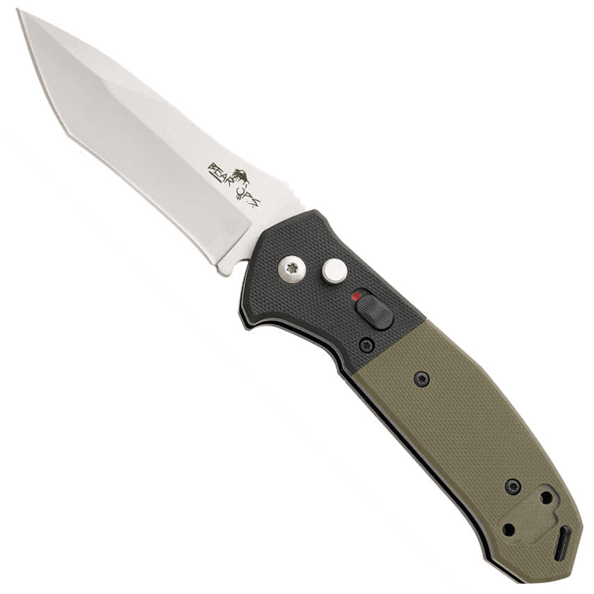 Bear OPS Mini Bold Action V Tanto Auto Stainless Steel Knife Black/Green G-10 (3.75" Gray) Bear OPS Mini Bold Action V Tanto Auto Stainless Steel Knife Black/Green G-10 (3.75" Gray)