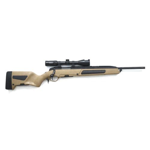 Steyr Scout .308 Win 19" Blued Barrel 5 Round Weaver Rail Tan Synthetic Stock and Black Finish-Package w/ Swarovski Z-3 3-10x42 Scope Steyr Scout .308 Win 19" Blued Barrel 5 Round Weaver Rail Tan Synthetic Stock and Black Finish-Package w/ Swarovski Z-3 3-10x42 Scope