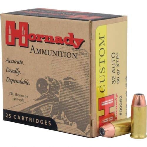 Hornady 90062 Custom 32 ACP 60 gr Hornady XTP Hollow Point 25 Per Box Hornady 90062 Custom 32 ACP 60 gr Hornady XTP Hollow Point 25 Per Box